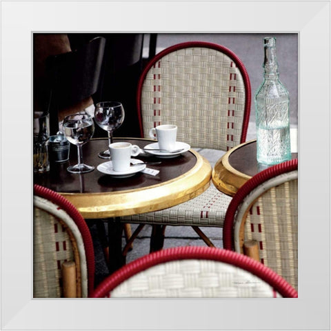 Outdoor Cafe White Modern Wood Framed Art Print by Olivier, Marc