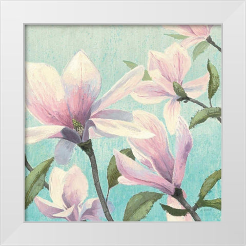 Southern Blossoms I Square White Modern Wood Framed Art Print by Wiens, James