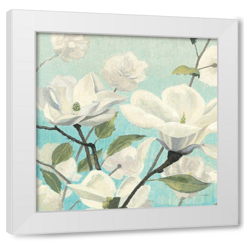 Southern Blossoms II Square White Modern Wood Framed Art Print by Wiens, James