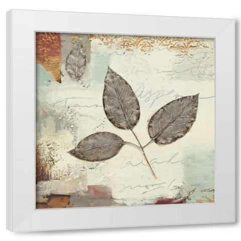 Silver Leaves II White Modern Wood Framed Art Print by Wiens, James