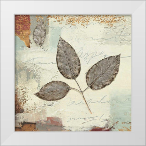 Silver Leaves II White Modern Wood Framed Art Print by Wiens, James