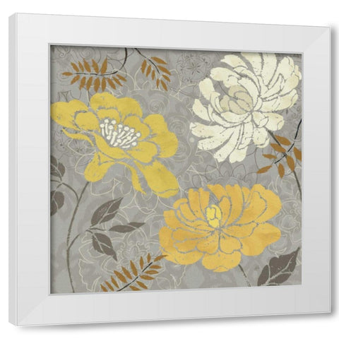 Morning Tones Gold - Floral  I White Modern Wood Framed Art Print by Brissonnet, Daphne