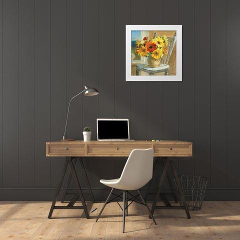 Sunflowers by the Sea Crop White Modern Wood Framed Art Print by Nai, Danhui