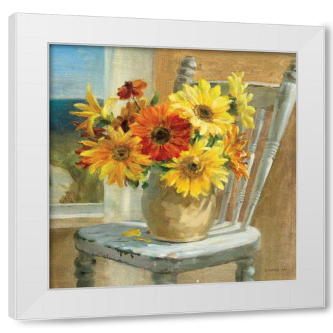 Sunflowers by the Sea Crop White Modern Wood Framed Art Print by Nai, Danhui