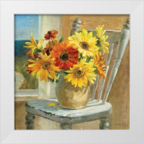 Sunflowers by the Sea Crop White Modern Wood Framed Art Print by Nai, Danhui