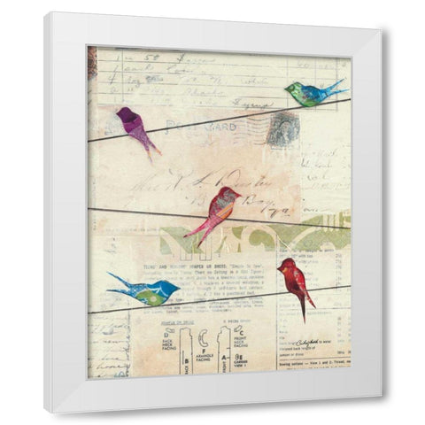 Birds on a Wire no Border White Modern Wood Framed Art Print by Prahl, Courtney