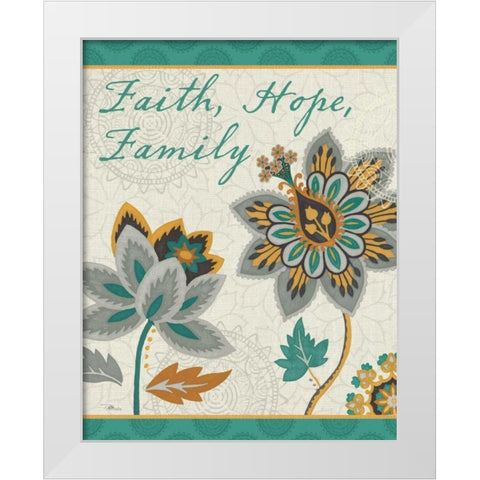 Decorative Nature V Turquoise and Cream White Modern Wood Framed Art Print by Pela Studio