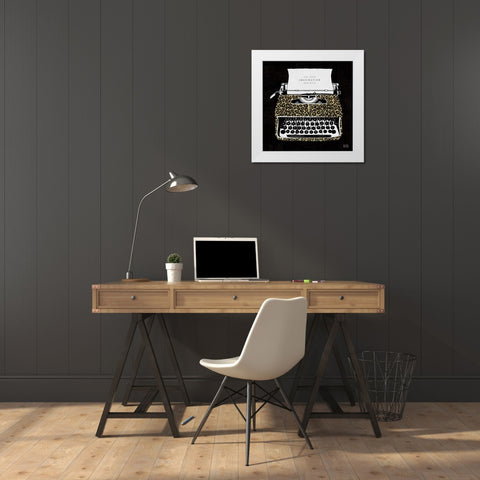 Analog Jungle Typewriter White Modern Wood Framed Art Print by Mullan, Michael