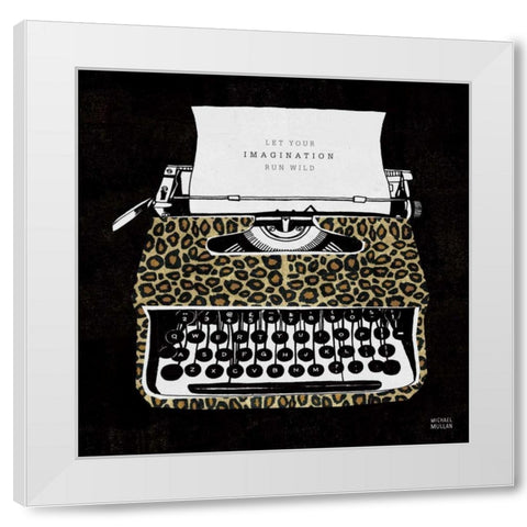 Analog Jungle Typewriter White Modern Wood Framed Art Print by Mullan, Michael