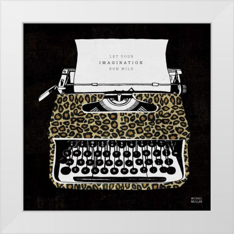 Analog Jungle Typewriter White Modern Wood Framed Art Print by Mullan, Michael