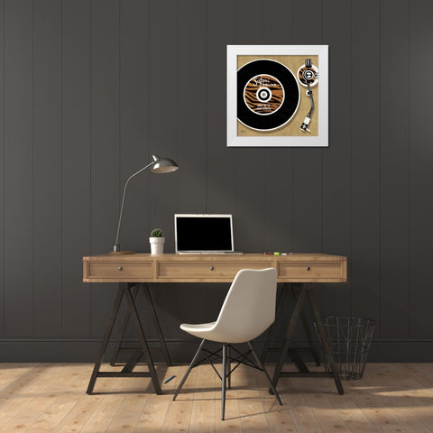 Analog Jungle Record Player White Modern Wood Framed Art Print by Mullan, Michael