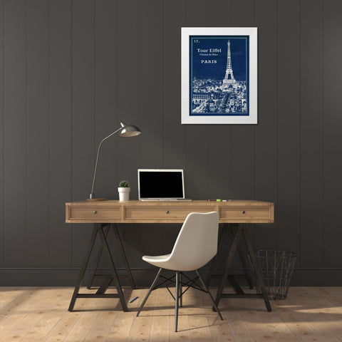 Blueprint Eiffel Tower White Modern Wood Framed Art Print by Schlabach, Sue
