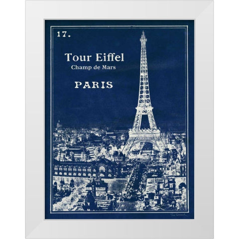 Blueprint Eiffel Tower White Modern Wood Framed Art Print by Schlabach, Sue