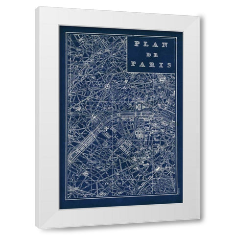 Blueprint Map Paris White Modern Wood Framed Art Print by Schlabach, Sue