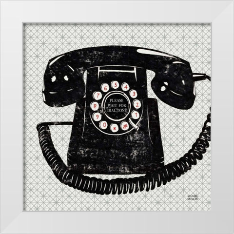 Vintage Analog Phone White Modern Wood Framed Art Print by Mullan, Michael