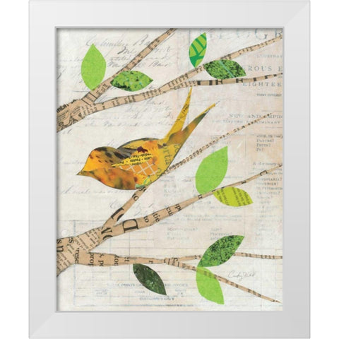 Birds in Spring II White Modern Wood Framed Art Print by Prahl, Courtney