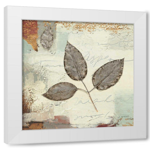 Silver Leaves II White Modern Wood Framed Art Print by Wiens, James