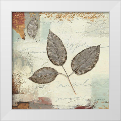 Silver Leaves II White Modern Wood Framed Art Print by Wiens, James