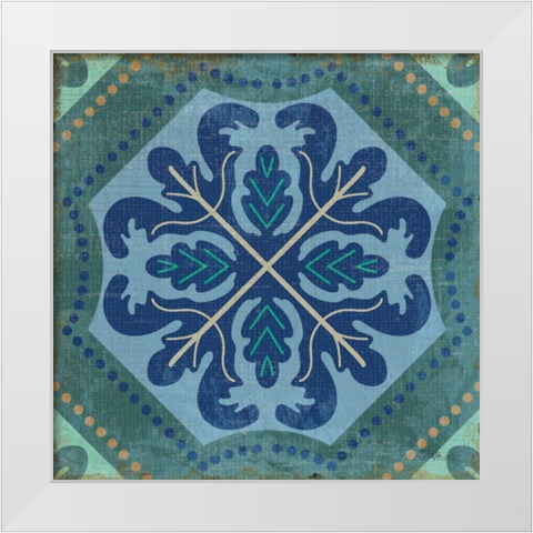 Santorini Tile II White Modern Wood Framed Art Print by Pela Studio