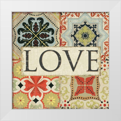 Spice Santorini I - Love  White Modern Wood Framed Art Print by Pela Studio