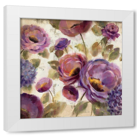 Blue and Purple Flower Song II White Modern Wood Framed Art Print by Vassileva, Silvia