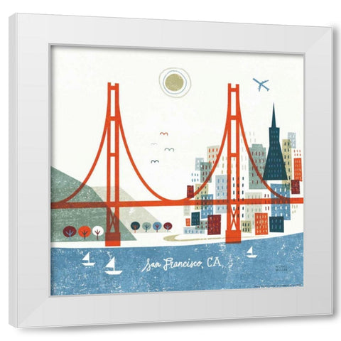 Colorful San Francisco White Modern Wood Framed Art Print by Mullan, Michael