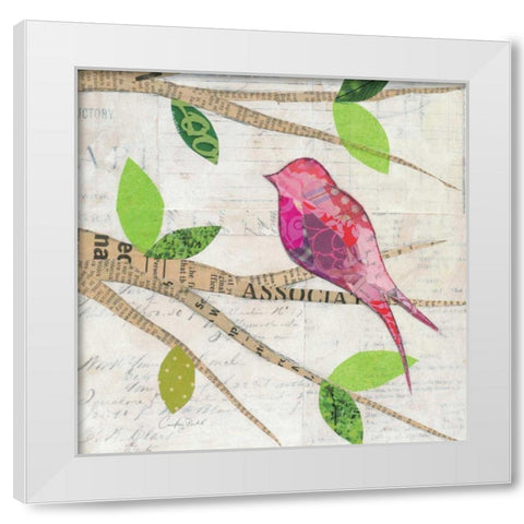 Birds in Spring  IV Square White Modern Wood Framed Art Print by Prahl, Courtney