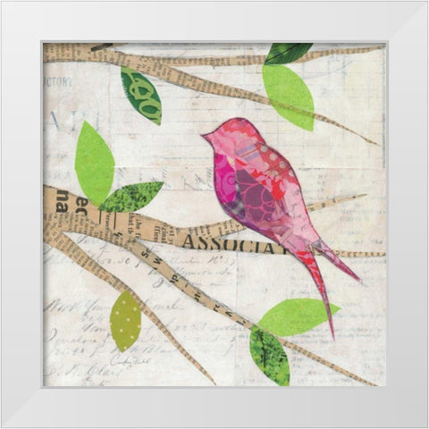 Birds in Spring  IV Square White Modern Wood Framed Art Print by Prahl, Courtney