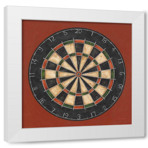 Dartboard White Modern Wood Framed Art Print by Brown, David Carter