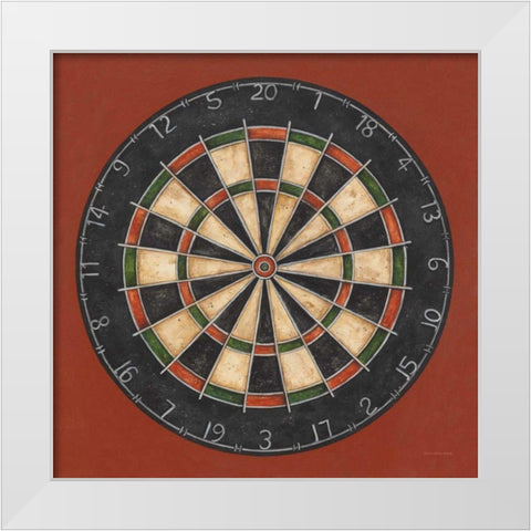 Dartboard White Modern Wood Framed Art Print by Brown, David Carter