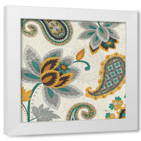 Decorative Nature II Turquoise Cream White Modern Wood Framed Art Print by Pela Studio