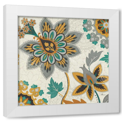 Decorative Nature III Turquoise Cream White Modern Wood Framed Art Print by Pela Studio