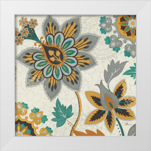 Decorative Nature III Turquoise Cream White Modern Wood Framed Art Print by Pela Studio