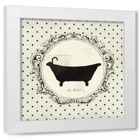 Cartouche Bath White Modern Wood Framed Art Print by Adams, Emily