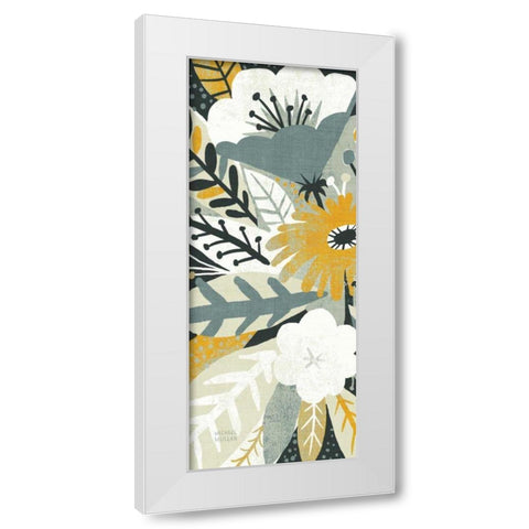 Vintage Bouquet Yellow Panel I White Modern Wood Framed Art Print by Mullan, Michael