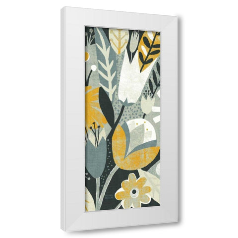 Vintage Bouquet Yellow Panel II White Modern Wood Framed Art Print by Mullan, Michael