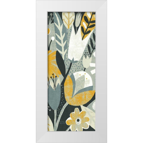 Vintage Bouquet Yellow Panel II White Modern Wood Framed Art Print by Mullan, Michael