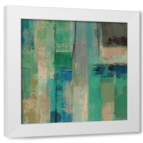 Emerald Fields Square II White Modern Wood Framed Art Print by Vassileva, Silvia