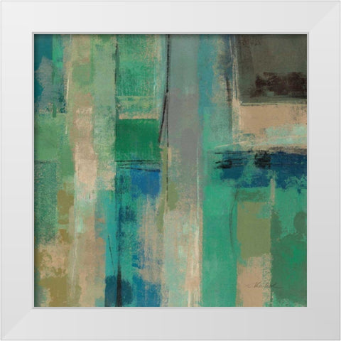 Emerald Fields Square II White Modern Wood Framed Art Print by Vassileva, Silvia