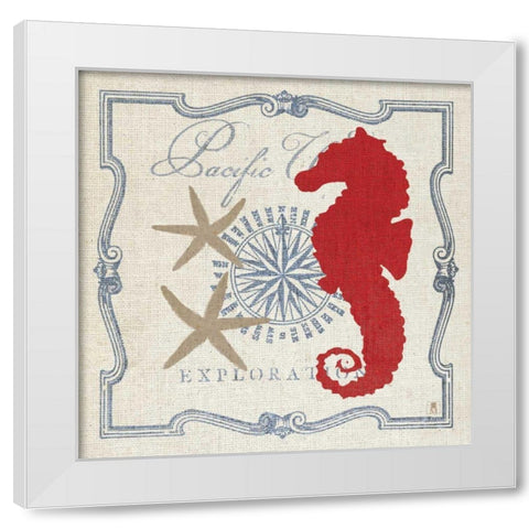 Pacific Seahorse White Modern Wood Framed Art Print by Studio Mousseau