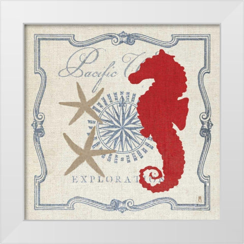 Pacific Seahorse White Modern Wood Framed Art Print by Studio Mousseau