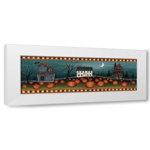 Halloween Eve Crescent Moon White Modern Wood Framed Art Print by Brown, David Carter