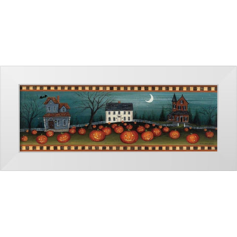 Halloween Eve Crescent Moon White Modern Wood Framed Art Print by Brown, David Carter