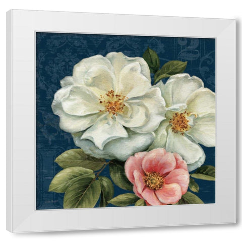 Floral Damask III on Indigo White Modern Wood Framed Art Print by Audit, Lisa
