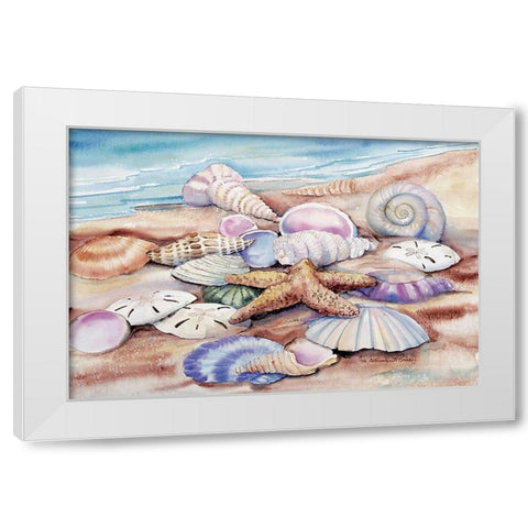 Seashells I White Modern Wood Framed Art Print by McKenna, Kathleen Parr