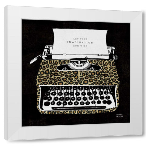 Analog Jungle Typewriter White Modern Wood Framed Art Print by Mullan, Michael