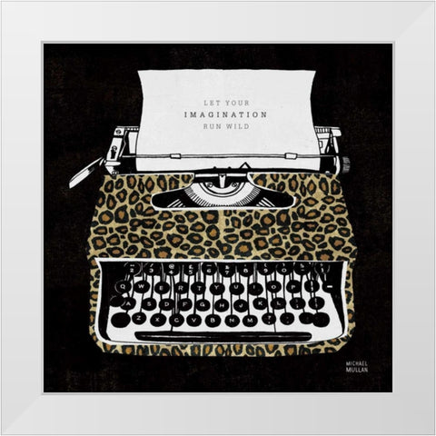 Analog Jungle Typewriter White Modern Wood Framed Art Print by Mullan, Michael