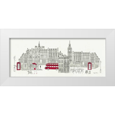 World Cafe Panel  I - London Red White Modern Wood Framed Art Print by Tillmon, Avery