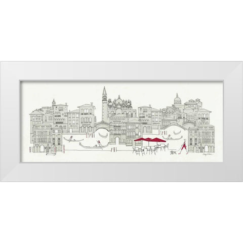 World Cafe Panel IV - Venice Red White Modern Wood Framed Art Print by Tillmon, Avery