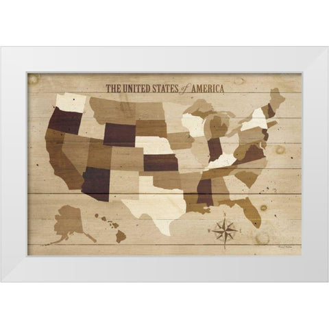 USA Modern Vintage Wood White Modern Wood Framed Art Print by Mullan, Michael